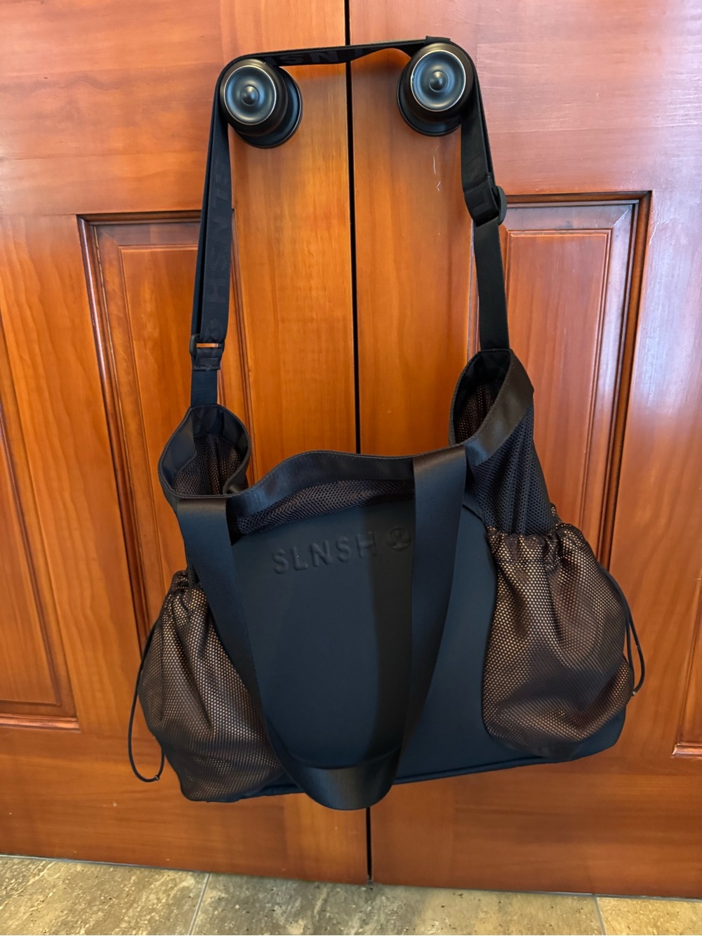 lululemon athletica SLNSH Black and Copper Mesh-Accent Shoulder Tote